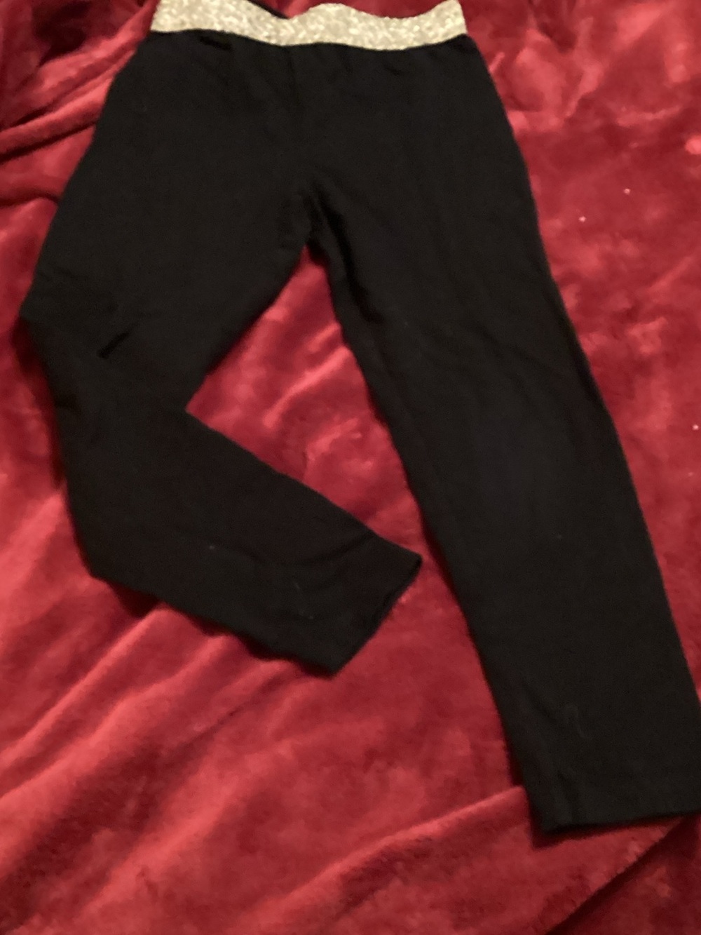 Girls' Black Leggings with Sparkle Waistband